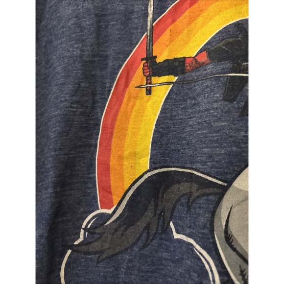 Marvel Deadpool Unicorn Rainbow Graphic T-Shirt Short‎ Sleeve Top - Picture 5 of 7
